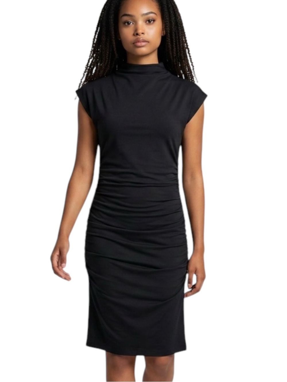 Steve Madden Black BodyCon Feminine WhimsiGoth Ruched Dress NWOT Size L